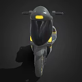 Modern Streamlined Gray Scooter With Yellow Accents Black Seat And Gold Wheels