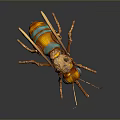 Mechanical Insect Featuring Orange Green Body Transparent Wings Long Slender Legs Intricate Design
