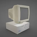 Vintage Desktop Computer With CRT Monitor And White Tower Case