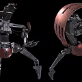 Futuristic Mechanical Character With Multi Legged Biomechanical Structure And Red Black Components 3d model