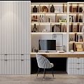 Desk Bookcase Integrated Cabinet Office Desk Chair Bookcase Wardrobe Integrated Cabinet 3d model