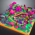Commercial Equipment 3D Miniature Landscape Display With Colorful Trees Curved Paths And Square Base