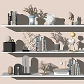Modern Ornaments Combination Ornaments Decorative Rack Laminar Partition Vase 3d model