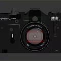 Vintage Zenit Electronic Camera With Classic Design Mechanical Body And Large Lens