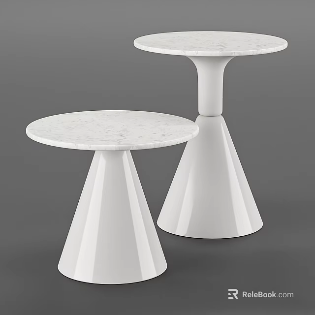 Modern Dining Tables With White Geometric Pedestal Base And Smooth Marble Tabletop 3d model 