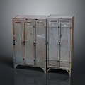 Rusted Metal Storage Lockers With Multiple Doors Locks Ventilation Holes And Vintage Industrial Design