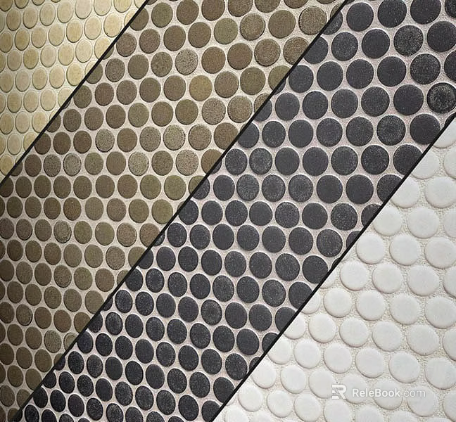 Wall Featuring Diverse Circular Mosaic Tile Patterns 3d model 