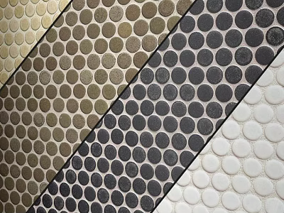 Wall Featuring Diverse Circular Mosaic Tile Patterns 3d model