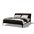 Elegant Modern Double Bed With Dark Headboard White Bedding And Pillows 3d model