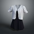 Stylish Short Sleeved White Cardigan With Dark Dress For Casual Daily Wear