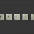 Light Colored Wood Stone Cubes with Textured Surface Arranged in a Row 3d model