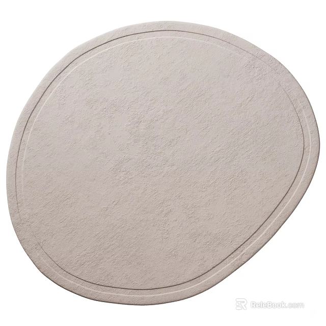 Textured Circular Rug in Light Beige for Modern Living Room Decor 3d model 