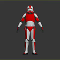 Red and White Armored Sci Fi Character With Helmet and 3D Model Design 3d model
