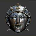 Bronze Lion Mask With Crown Like Ornaments And Spiked Edges Design