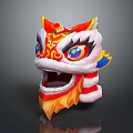Vibrant Chinese Lion Dance Head With Colorful Decorative Elements And Traditional Design