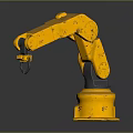 Yellow Industrial Robotic Arm Equipment With Worn Surface And Stable Base Structure 3d model