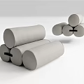 Gray Cylindrical Single Sofa With Modern Design For Comfortable Living Room 3d model