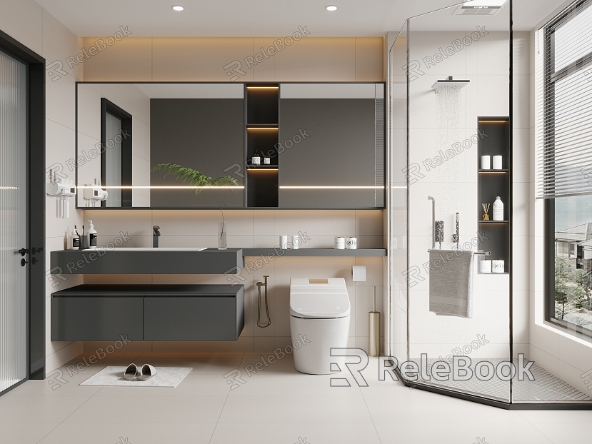 Modern Toilet Bathroom Cabinet Wet and Dry Separated Toilet model