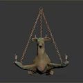 Vintage Cow Shaped Lighting Combination With Hanging Chain And Candle Lights Copper Finish Design