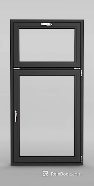 Modern Black Frame Sliding Door With Clear Glass Panel And Sleek Design For Home 3d model 