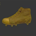 Vintage High Top Leather Football Boots With Yellow Toe And Studs
