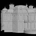 European style castle ancient building 3d model