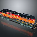 Black and Orange Train Locomotive Model With Detailed Structure On Gray Background