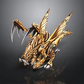Golden Winged Mythical Creature With Armored Body Sharp Claws And Intricate Design
