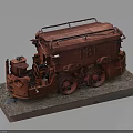 Rusty Red Train Model With TBL Lettering On Grey Display Base 3d model