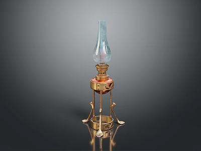 Vintage Lighting Combination With Brass Base And Elegant Glass Shade Design 3d model
