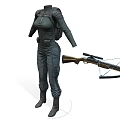 Black Tactical Full Body Outfit With Sleeves Pants And Boots
