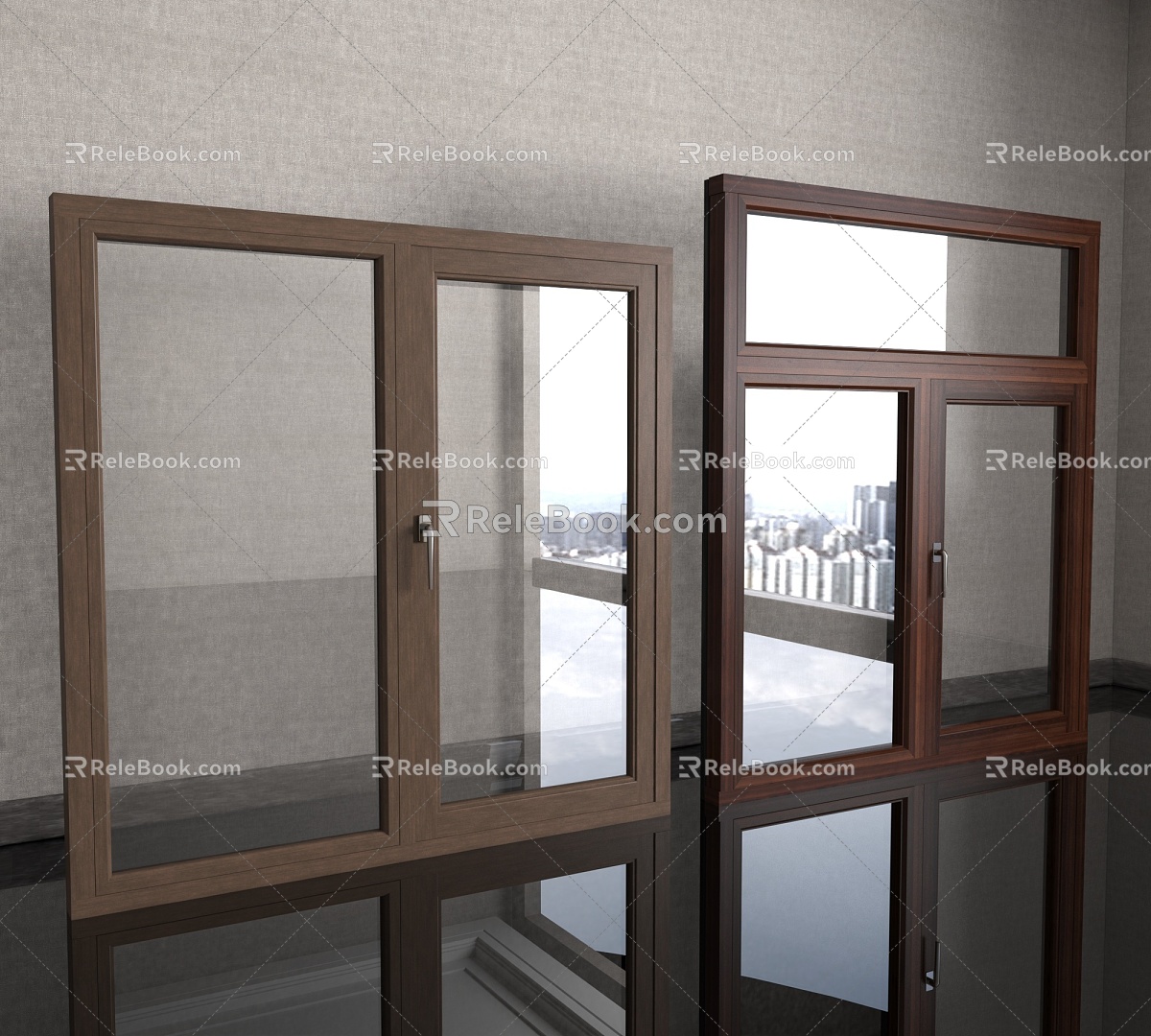 Window single open window casement window aluminum clad wood window 3d model