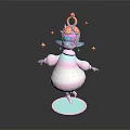 Cute Game and Movie Character with Pastel Pink Blue Gradient Star Hat Elf Ears and Floating Stars