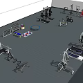 Modern Fitness Club Interior With Treadmill Strength Training Machines and Workout Equipment