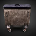 Vintage Industrial Metal Equipment Cart With Rolling Wheels And Sturdy Handle