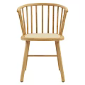Wooden Leisure Chairs With Woven Seat And Vertical Backrest For Indoor Home Use