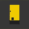 Modern Yellow Cabinet With Double Doors White Buttons Small Display And Black Base 3d model