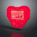 Heart Shaped Red Electronic Game Console With Cartoon Screen And Control Buttons