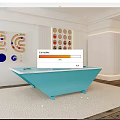 Indoor Sports Equipment with Blue Table Tennis Table and Wall Mounted Colorful Ball Racks