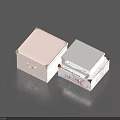 Two White Household Storage Boxes One With Text Patterns Another Pure White Design 3d model