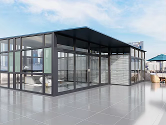 roof sun room leisure sun umbrella leisure sofa tea 3d model