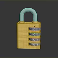 Sturdy Combination Lock Hardware Tool with Golden Body and Silver Shackle Number Dials
