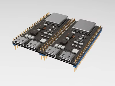Industrial Equipment Circuit Board Module With Multiple Interfaces And Chips For Automation Control 3d model