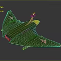 Detailed Green Winged Spacecraft Model With Red Insignia For Cosmic Aviation Exploration