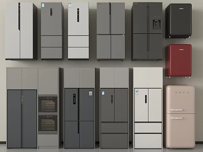 Modern Refrigerators And Freezers With Various Styles And Color Options For Home Kitchens 3d model