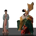 Traditional Chinese Female Performers In Elegant Costumes With Flowing Robes And Dance Movements
