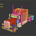 Red Semi Truck Cab With Chrome Grille And Exhaust Stacks On Reflective Surface