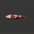 Red White Black Koi Fish With Mosaic Pattern On Body And Reflection On Gray Background 3d model