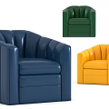 Modern Navy Blue And Yellow Leather Single Sofa With Stitched Armrests Design 3d model