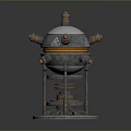 Futuristic Sci Fi Mechanical Device Design With Spherical Top Pipes And Spiral Base